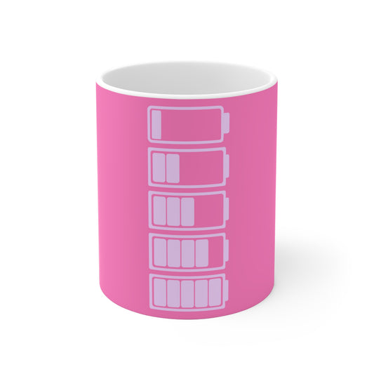 Social Battery Ceramic Mug - Pink