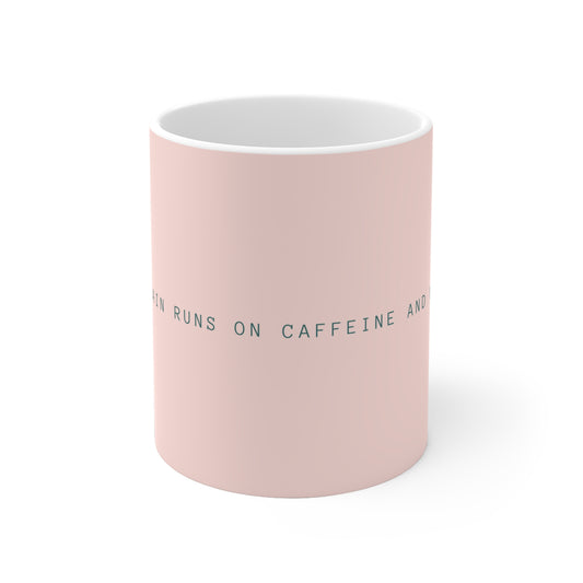 I Run on Caffeine and Memes Ceramic Mug - Pastel Pink