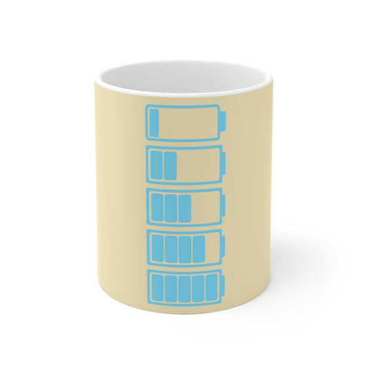 Social Battery Ceramic Mug - Beige/Blue