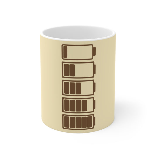 Social Battery Ceramic Mug - Beige / Brown