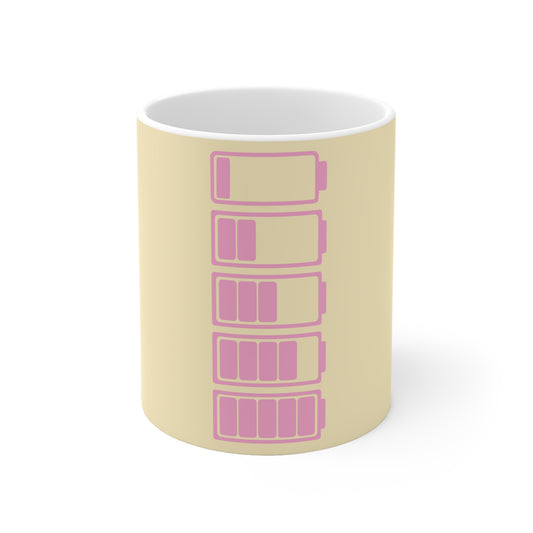 Social Battery Ceramic Mug - Beige/Pink