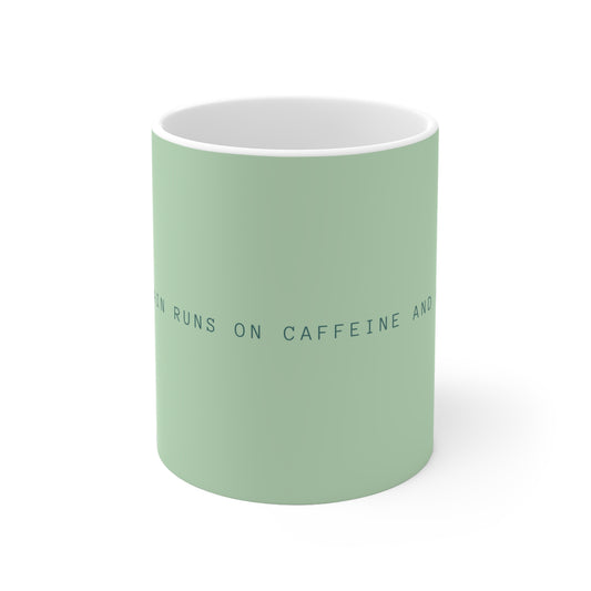 I Run on Caffeine and Memes Ceramic Mug - Pastel Green